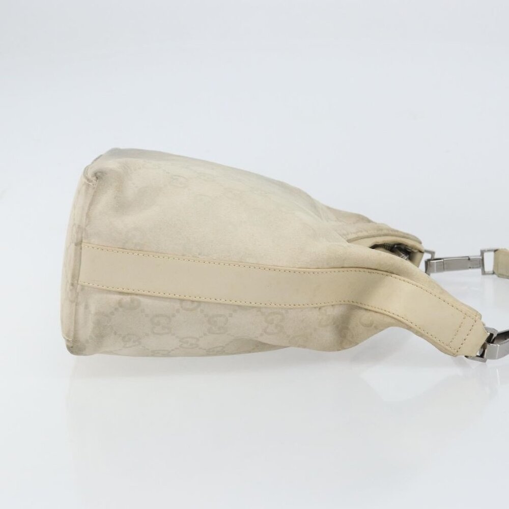 Authentic GUCCI GG Canvas Shoulder Bag Suede White Silver 000 0602 - Picture 11 of 16